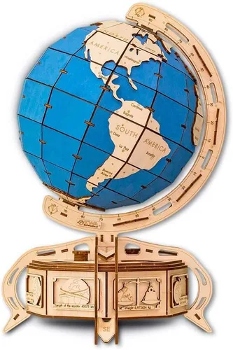 Miniatura 2 de EWA Eco-Wood-Art The Globe Brown Rompecabezas de madera 3D, 393 piezas, a partir de 14 años, 19.88 x 12.6 pulgadas, kit de modelo mecánico con caja