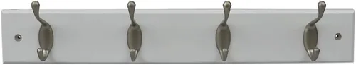 Miniatura 9 de Home Basics Estante colgante de pared blanco con 3 ganchos dobles para entrada elegante y espacios de vida organizados