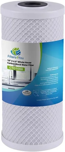 CFS Cartucho de filtro de agua de bloque de carbono de alto flujo de 10 x 4.5 pulgadas compatible con modelos HDX HDX4CF4 - Elimina el mal sabor y