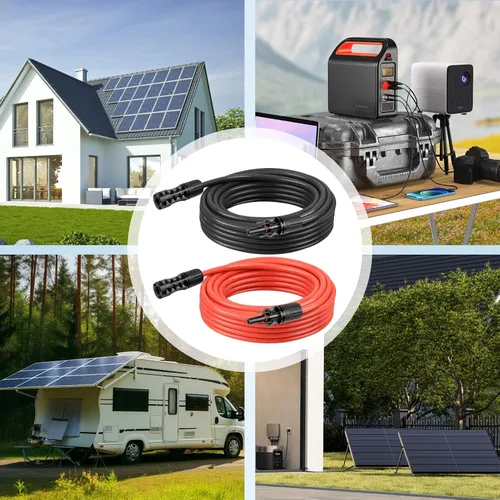 Miniatura 6 de Cable de Extensión Solar de 8 AWG 3 Pies Negro + 3 Pies Rojo, Cable de Panel Solar de Calibre 8 Macho a Hembra Alambre de Cobre Estañado para Panel