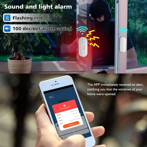 Miniatura 3 de Sensor de puerta inteligente WiFi, alarma inalámbrica con sensor de ventana de puerta, mini sensor de contacto para seguridad del hogar