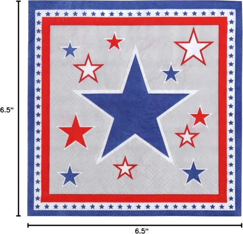 Miniatura 6 de Iconikal 75 servilletas de papel desechables americana de 6.5 x 6.5 pulgadas, diseño de estrellas, 2 capas, patriótico de Estados Unidos, 4