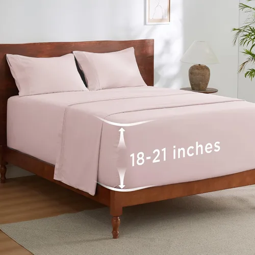 Miniatura 40 de Bedsure Juego de Sábanas King de Bolsillo Profundo - Se Adapta a Colchones de Hasta 21 Pulgadas de Grosor - 4 Piezas Sábanas de Cama GentleSoft