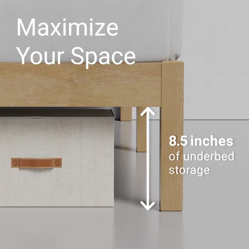 Miniatura 5 de LIFEMENT Marco de Cama de Plataforma de Madera Clásica con Cabecero, Esencial, Sin Ruido, Almacenamiento Bajo la Cama, No Necesita Somier, Fácil
