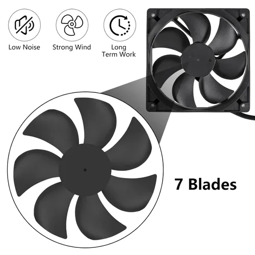 Miniatura 5 de ACEIRMC Ventilador de refrigeración sin escobillas USB de 4.724 in x 0.984 in CC 5 V, ventilador de refrigeración silencioso 12025 mini ventilador