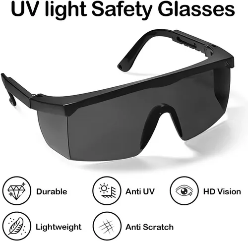 Miniatura 2 de Gafas de Seguridad de Protección contra Luz UV, Gafas Protectoras de Bloqueo de Luz Azul UVC 400, Lentes Ansi Z87 con Patillas Ajustables, Gafas