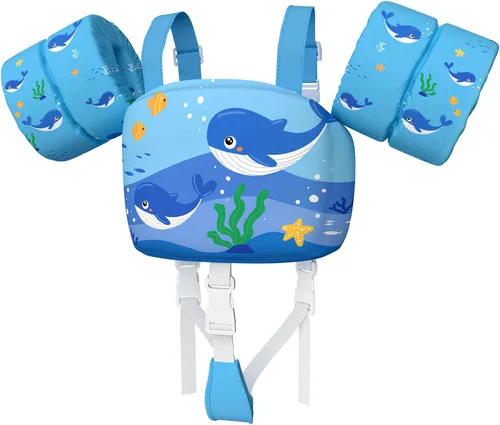 Miniatura 14 de Chaleco de natación para niños pequeños, apto para niños de 28 a 70 libras, flotadores para niños y niñas, ayuda a la natación, entrenamiento, traje