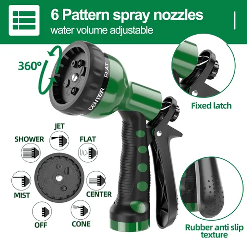 Miniatura 7 de SPECILITE Manguera de jardín en espiral ligera de 3/8", 50 pies, tubos de agua flexibles curvos de EVA con boquilla de pulverización de 6 patrones