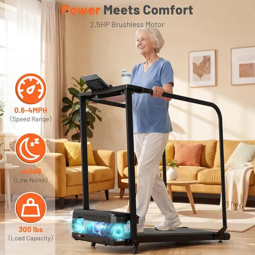 Miniatura 5 de Walking Pad Treadmill for Seniors with Handrails - Treadmills with Incline for Seniors at Home, Recovery Walking Machine with Remote Control, LED