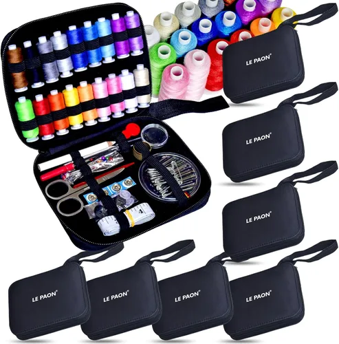 Miniatura 20 de Kit de costura con estuche, suministros de costura portátiles para el hogar, viajero, adultos, principiantes, emergencia, contiene 18 hilos