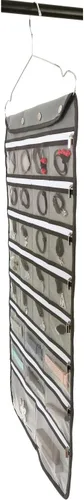Miniatura 7 de Organizador de joyas colgante de doble cara con colgador para armario, collar, aretes, pulsera, anillo, soporte de viaje