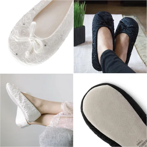 Miniatura 5 de Isotoner Women's Ballerina Slippers with Terry Lined and Rose Quilt Ballet Flat