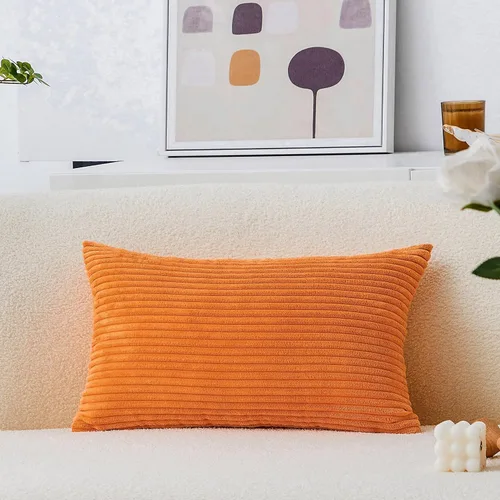 Miniatura 39 de Home Brilliant Funda de cojín decorativo amarillo mostaza 18x18 de pana acanalada suave a rayas decoración de otoño para sofá cama decoración