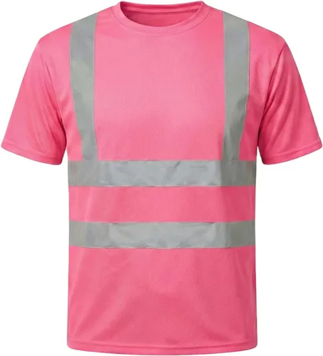 Miniatura 13 de HYCOPROT Hi Vis - Camisas de seguridad de manga corta de alta visibilidad, camisa reflectante para hombres y mujeres, camiseta de construcción