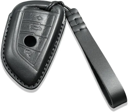 Miniatura 8 de Funda para llavero BMW de piel auténtica con llavero, protector de cuero para llave de automóvil, compatible con llave remota inteligente 2 5 6 7