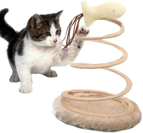 Miniatura 9 de Andiker Juguete interactivo para gatos, juguete de peluche con placa de resorte en espiral y divertida bola o ratón interactivo de acero inoxidable