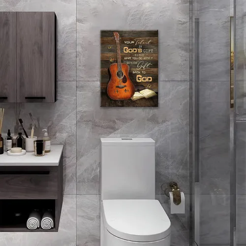 Miniatura 8 de Lienzo de guitarra para pared, diseño vintage y musical, cuadros cristianos para cocina, dormitorio, baño, oficina, retro, impresión musical