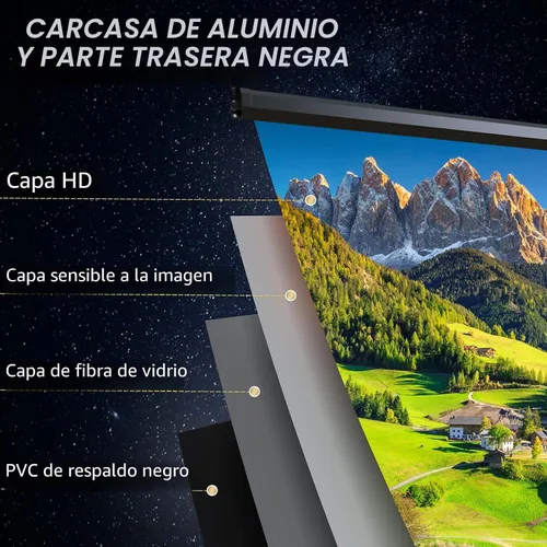 Miniatura 3 de Pantalla de proyector motorizada de 100 pulgadas, pantalla de películas para interiores y exteriores, pantalla de proyector eléctrica 16:9 de 100
