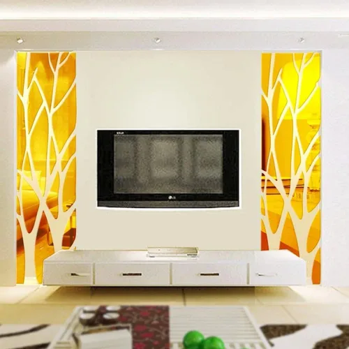 Miniatura 6 de Adhesivos de pared de espejo acrílico 3D, ramas de árbol, calcomanías de espejo acrílicas extraíbles autoadhesivas para pared, calcomanías