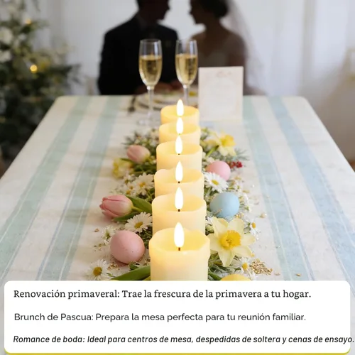 Miniatura 8 de Lezonic - Velas votivas sin llama a batería con control remoto y temporizador, paquete de 6 (Diámetro: 2" x Altura: 3") Velas LED de cera blanca