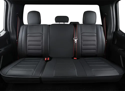 Miniatura 11 de LUCKYMAN CLUB Fundas de asiento de piel sintética para F150, compatibles con F150 SuperCrew 2015-2024, y F250 F350 F450 Super Duty Crew Cab Negro