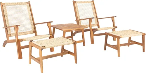 Miniatura 10 de SAFAVIEH Outdoor - Chantelle Lounge Set - Negro y negro - Madera maciza con cojín - Diseño costero de asiento bajo - Ideal para patio, terraza