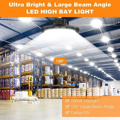 Miniatura 4 de Luz LED de alta bahía UFO de 100 W, 15000 lm, 5000 K, IP65, UL Aprobada, cable de 5 pies con enchufe de EE. UU. Alternativa a 400 W MH/HPS