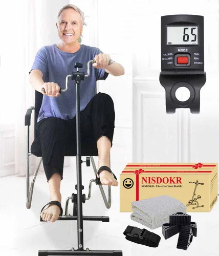 Miniatura 8 de Pedal ejercitador de bicicleta para manos, brazos, piernas y rodillas, equipo de fitness ajustable para personas mayores, bicicleta de pedaleo