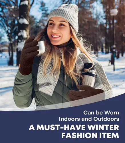 Miniatura 5 de Guantes de invierno para hombres y mujeres, guantes cálidos para pantalla táctil, para clima frío, guantes térmicos de lana para adultos