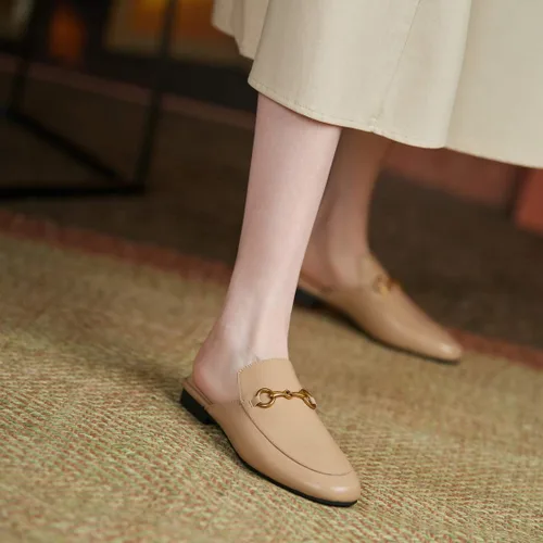 Miniatura 4 de Arqa - Mocasines de cuero para mujeres, sin cordones, sin respaldo, de tacón bajo, para deslizar el pie