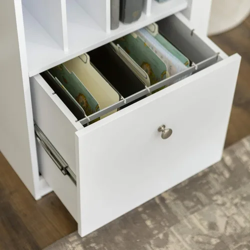 Miniatura 7 de We Furniture, Home Office Deluxe, escritorio para computadora, color negro, Madera Sólida, Blanco