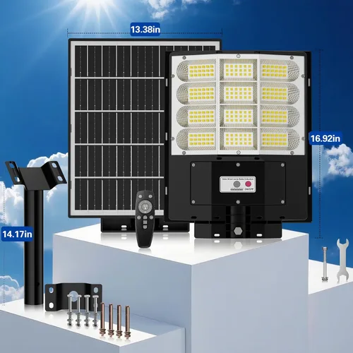 Miniatura 8 de Luz solar de calle de 7000 W, farolas solares para exteriores, impermeables, IP67, lámpara solar para exteriores con sensor de movimiento