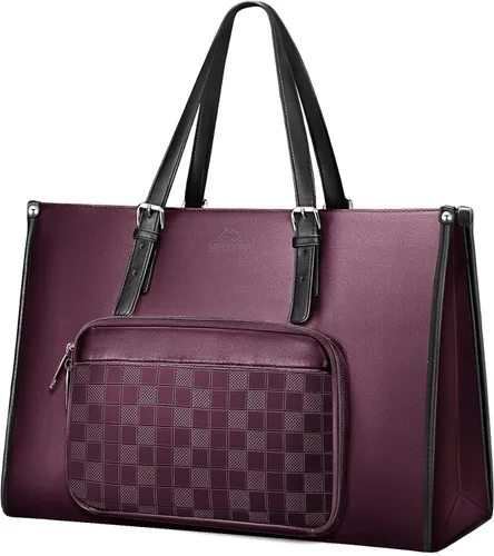 Miniatura 9 de MATEIN - Bolsa de mano para laptop de 17 pulgadas para mujer con compartimento para el almuerzo, maletín de trabajo convertible de piel sintética