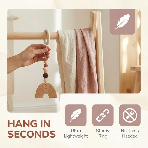 Miniatura 4 de Toddmomy Juguetes de madera para colgar de madera, 4 piezas, juguete colgante de actividad de madera, decoración sensorial para guardería
