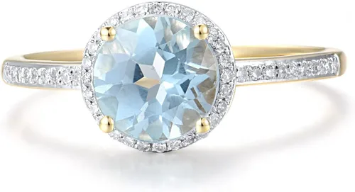 Miniatura 2 de Santuzza Anillo de oro macizo de 10 quilates con piedras preciosas solitarias para mujer