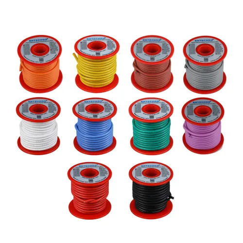 Miniatura 10 de BNTECHGO Carrete de alambre de silicona calibre 14 20 pies rojo y 20 pies negro flexible 14 AWG alambre de cobre estañado trenzado
