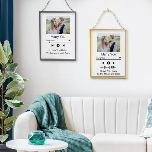 Miniatura 5 de Placa de canción acrílica personalizada con marco de fotos, cubierta de álbum de fotos personalizada para el día de San Valentín, aniversario, boda