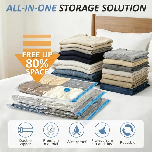Miniatura 2 de Cozy Essential Vacuum Storage Bags, 80% Compression Vacuum Seal Space Saver Plastic Packaging Bags for Clothes, Blankets, Pillow, Bedding