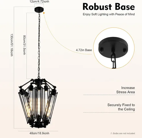 Miniatura 3 de Candelabro retro de 8 luces, lámpara colgante de metal industrial, lámpara colgante Steampunk lámpara colgante de estructura geométrica lámpara