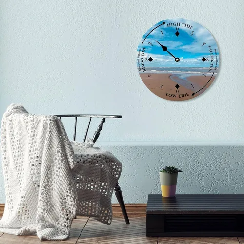 Miniatura 5 de Reloj de marea de madera, arena y nube, costa este, océano, reloj de marea de madera, marea alta y baja, para colgar en la pared, reloj
