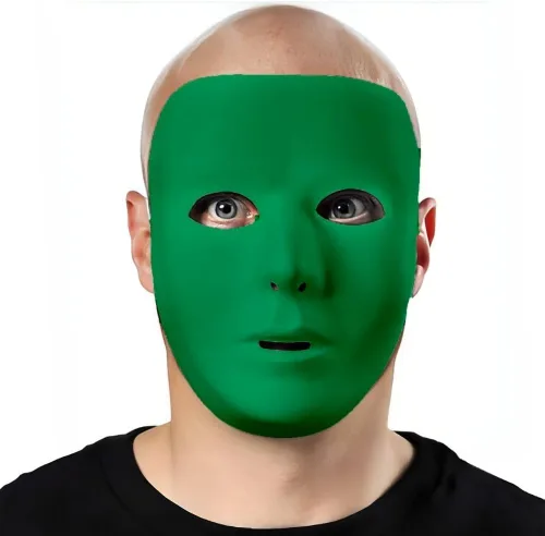 Miniatura 6 de Máscara facial completa de plástico verde, 6.25 x 7.75 pulgadas (paquete de 1), accesorio de fiesta vibrante, perfecto para festivales, cumpleaños