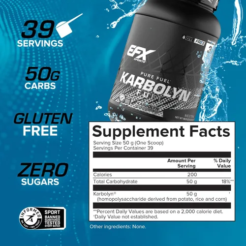 Miniatura 3 de EFX Sports Karbolyn Fuel Polvo de Carbohidratos de Absorción Rápida Carga de Carbohidratos, Energía Sostenida, Recuperación Rápida Libre