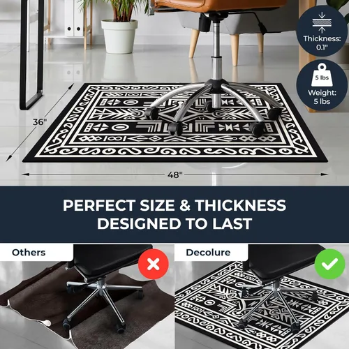 Miniatura 4 de DECOLURE Tapete para silla de oficina para suelo de madera dura, 36 x 48 pulgadas, tapete para silla de escritorio de computadora, tapete
