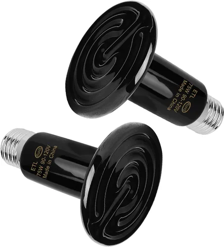 Emisor infrarrojo de cerámica de 75 W, calentador de reptiles sin luz, para dragones barbudos, lagartos, tortugas, serpientes, anfibios y pollos,