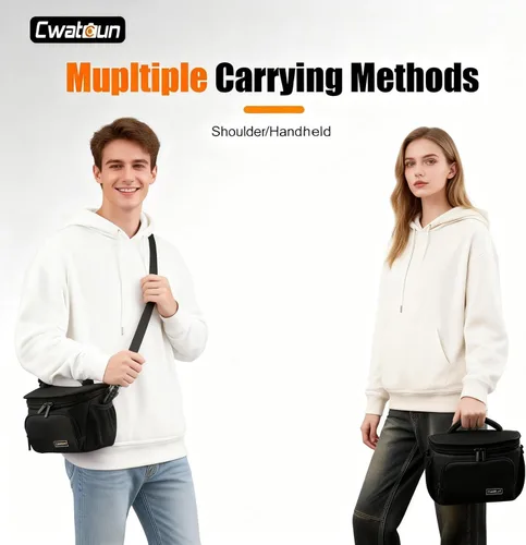 Miniatura 8 de Cwatcun Bolso bandolera para cámara pequeña, bolsa bandolera para cámara, impermeable, para fotografía de viaje, para Canon, Nikon, Sony, Fuji