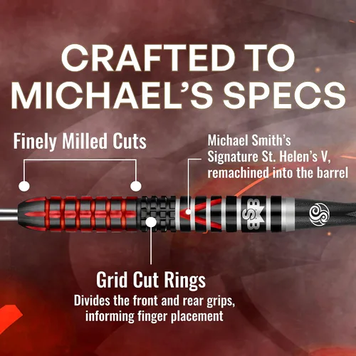 Miniatura 6 de Shot! Punta de acero para dardos, Michael Smith Defiant (0.81 oz/0.85 oz/0.88 oz/0.95 oz), 90% barril de tungsteno, peso central, juego de dardos