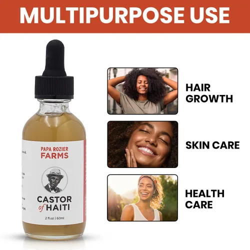 Miniatura 5 de Papa Rozier Farms Aceite de ricino puro de incienso orgánico para tratamiento del crecimiento del cabello, hidratante de piel seca, tratamiento