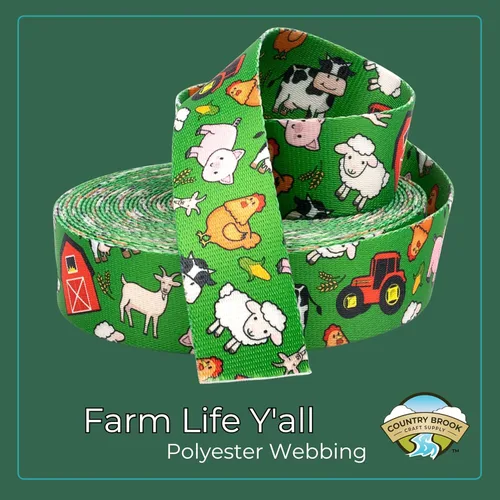 Miniatura 4 de Country Brook Design - Correas de poliéster Farm Life Y'all 1 1/2 pulgadas de ancho