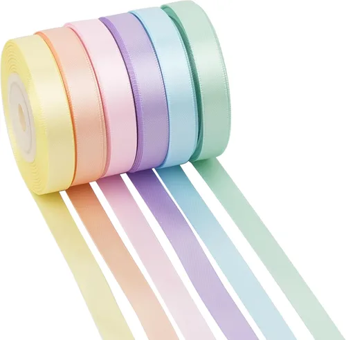 Miniatura 21 de Cinta de terracota de satén de doble cara de 1 pulgada, 6 rollos de cinta naranja quemada de 60 yardas para decoración de otoño, manualidades