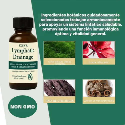 Miniatura 4 de Nuflos - Gotas de drenaje linfático, masajeador de drenaje linfático y suplementos, 2 onzas líquidas de mezcla de hierbas y soporte del sistema